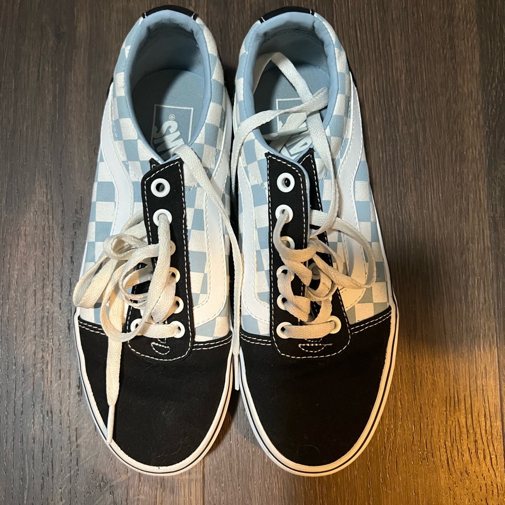 Light blue checkered vans